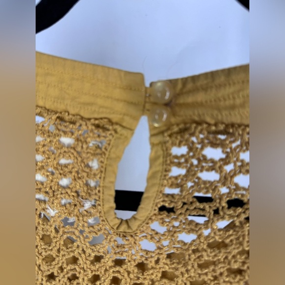 Anthropologie Angel of north crochet XL sweater Large Mustard - Picture 5 of 6